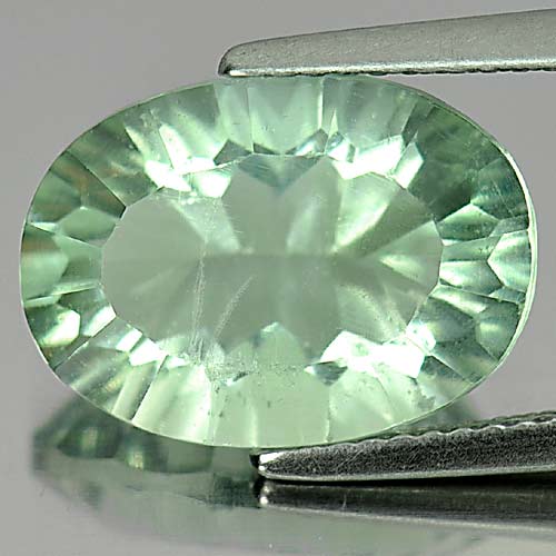7.05 Ct. Oval Concave Cut Natural Green Color Fluorite