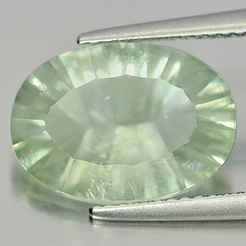 5.66 Ct. Oval Concave Cut Natural Green Fluorite Gem