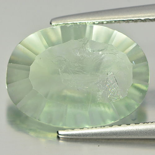 5.45 Ct. Oval Concave Cut Natural Gem Green Fluorite Unheated