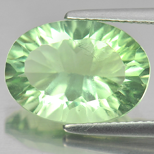 6.72 Ct. Oval Concave Cut Natural Gem Green Fluorite Unheated