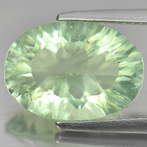 6.92 Ct. Oval Concave Cut Natural Gem Green Fluorite Unheated