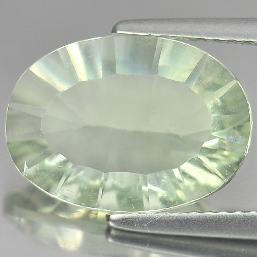 5.72 Ct. Oval Concave Cut Natural Gem Green Fluorite Unheated