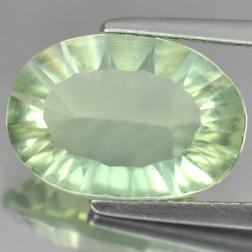 5.52 Ct. Attractive Oval Concave Cut Natural Gem Green Fluorite