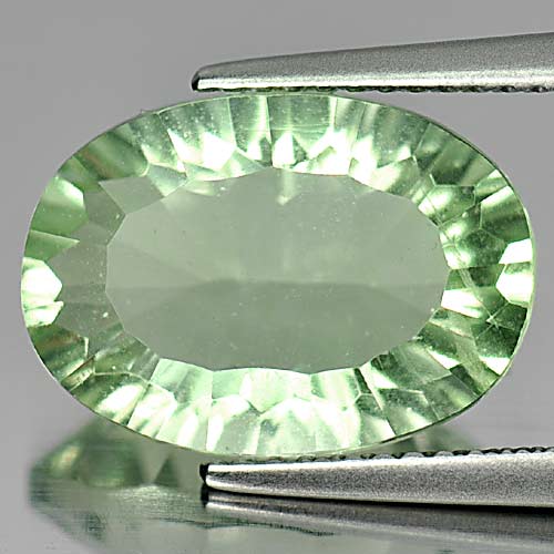 Attractive 6.48 Ct. Oval Concave Cut Natural Gems Green Fluorite Unheated