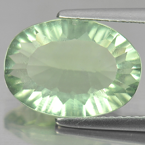 Charming 6.24 Ct. Oval Concave Cut Natural Gem Green Fluorite Brazil