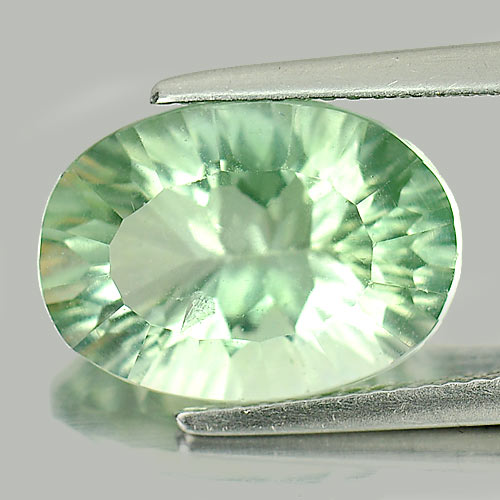 Concave Cut 7.26 Ct. Oval Natural Green Fluorite Gems