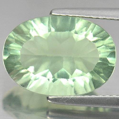 6.68 Ct. Oval Concave Cut Natural Gem Green Fluorite Unheated