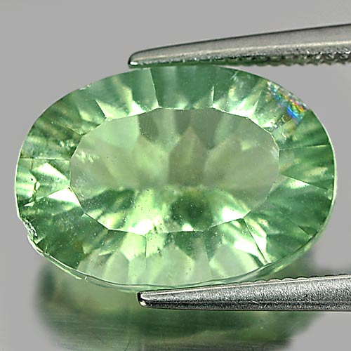 Unheated 7.06 Ct. Oval Concave Cut Natural Gem Green Fluorite Good Color
