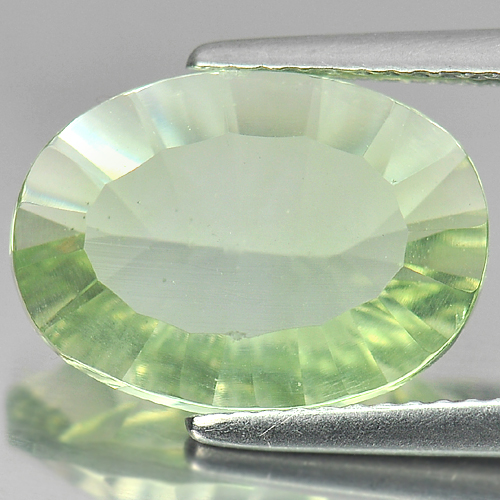 5.90 Ct. Oval Concave Cut Natural Green Fluorite Unheated