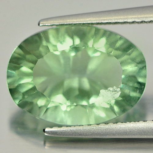 6.81 Ct. Alluring Oval Concave Cut Natural Gem Green Fluorite