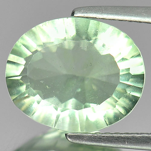 4.98 Ct. Good Oval Concave Cut Natural Green Fluorite Gem