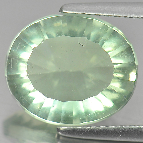 5.16 Ct. Oval Concave Cut Natural Gem Green Fluorite Unheated
