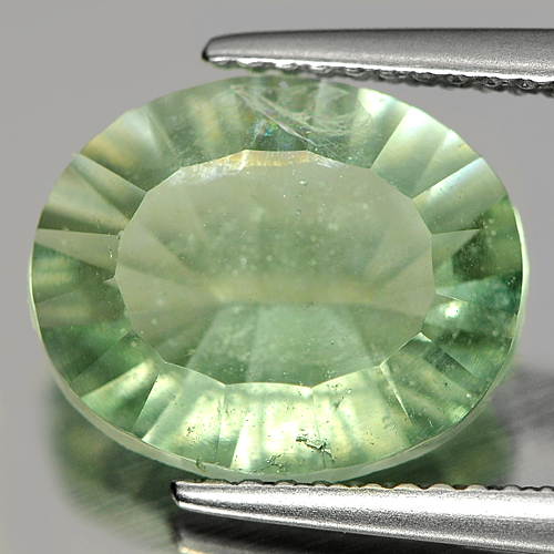 Unheated 4.66 Ct. Oval Concave Cut Natural Gem Green Fluorite