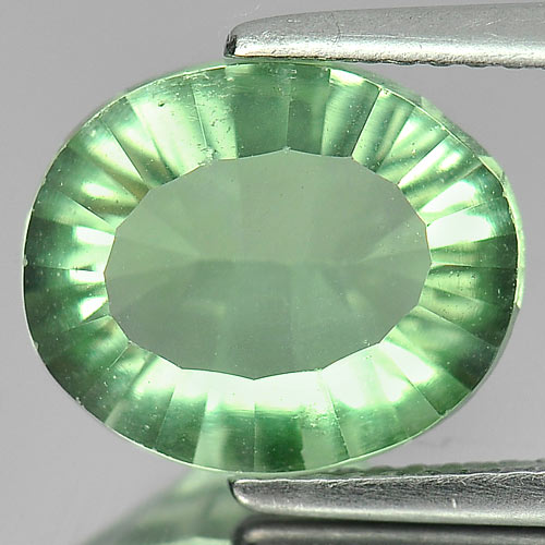 4.67 Ct. Oval Concave Cut Natural Gem Green Fluorite Unheated