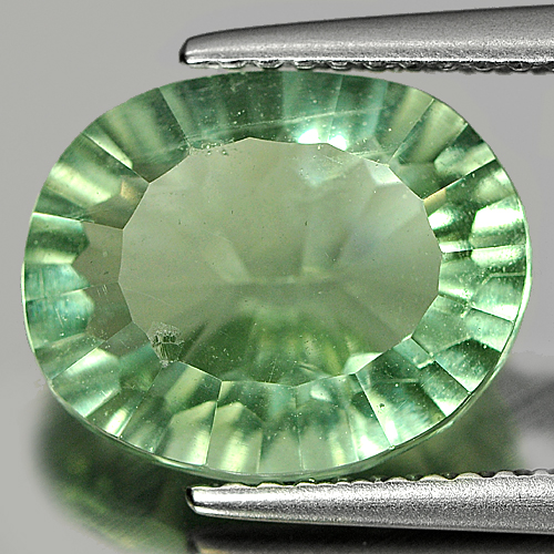 4.52 Ct. Oval Concave Cut Natural Gemstone Green Fluorite Unheated
