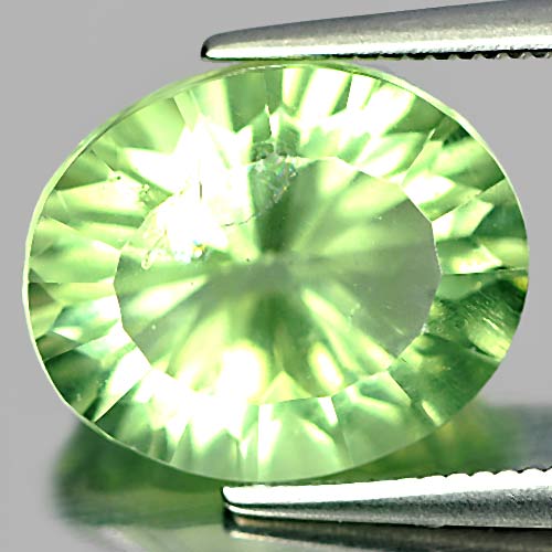 5.57 Ct. Good Oval Concave Cut Natural Gem Green Fluorite