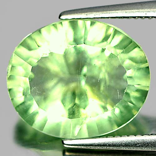 Oval Concave Cut 5.42 Ct. Nice Natural Gem Green Fluorite