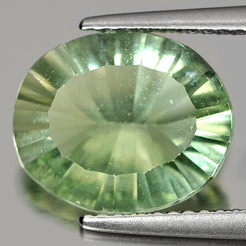 Unheated 4.46 Ct. Oval Concave Cut Natural Gem Green Fluorite