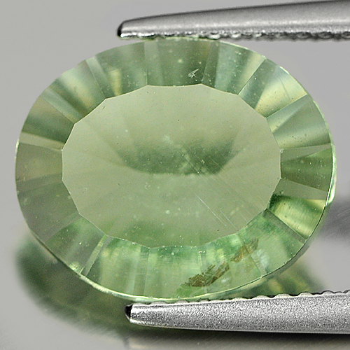 4.89 Ct. Oval Concave Cut Natural Gem Green Fluorite Unheated