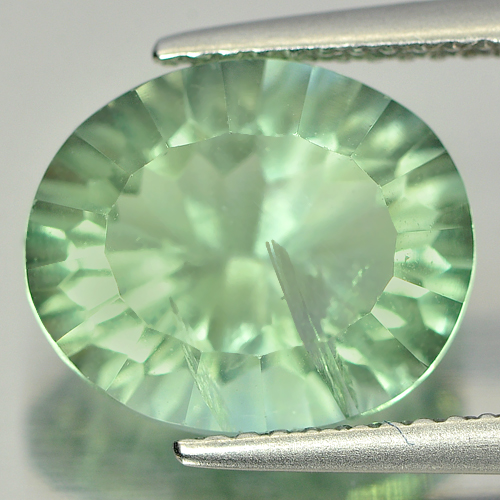 5.56 Ct. Charming Oval Concave Cut Natural Gem Green Fluorite Brazil