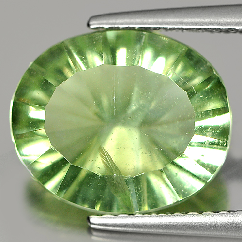 4.99 Ct. Oval Concave Cut Natural Gem Green Fluorite Brazil