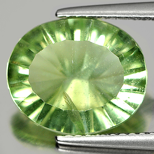 4.81 Ct. Charming Oval Concave Cut Natural Gem Green Fluorite Brazil