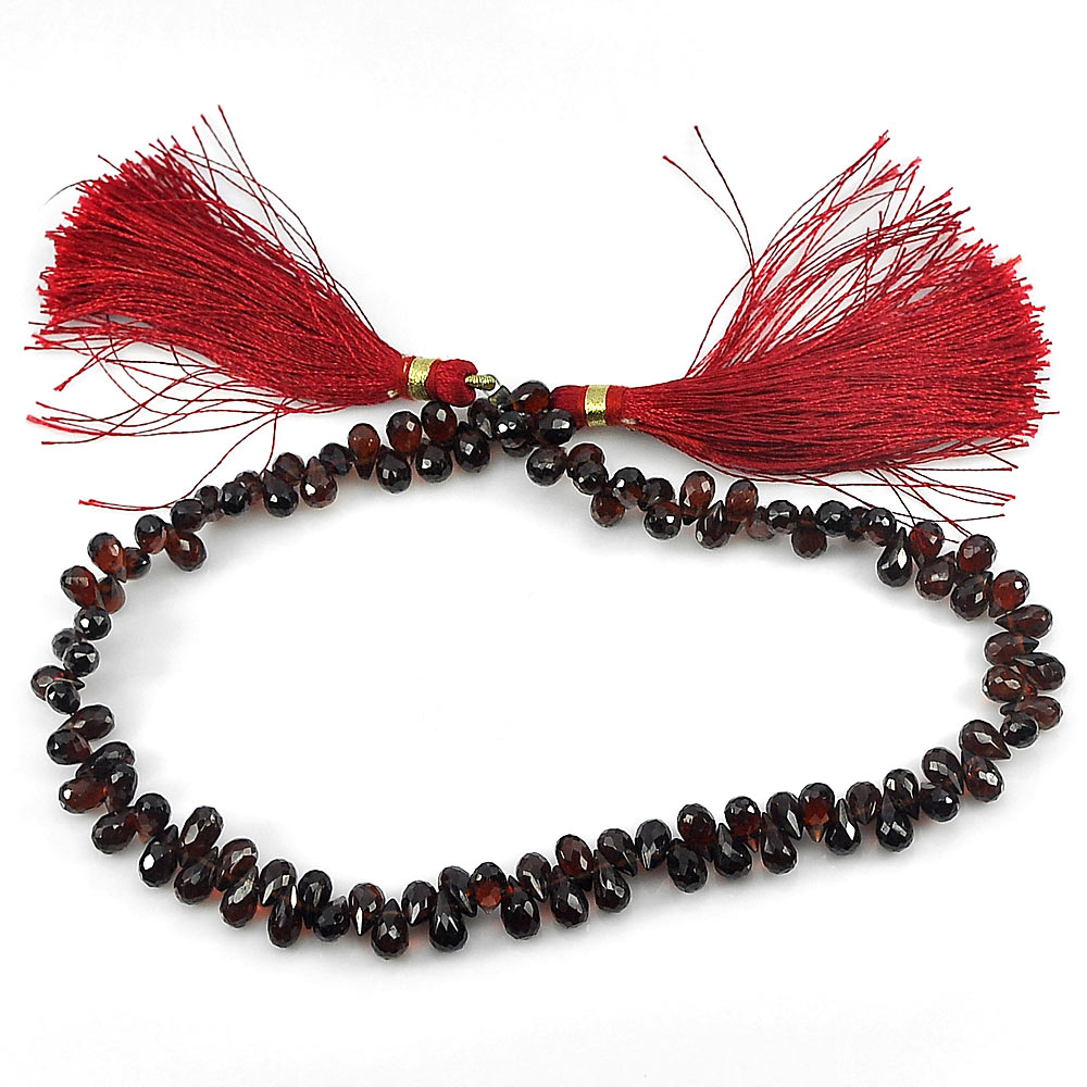 104.50 Ct. Briolette Natural Red Garnet Beads 11 Inch