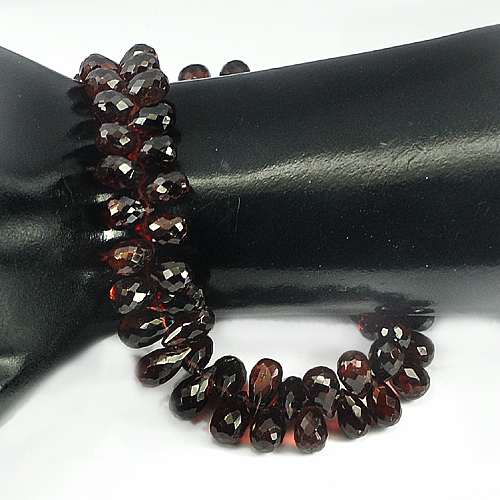 187.55 Ct. Briolette Natural Red Garnet Bead 10 Inch. Unheated