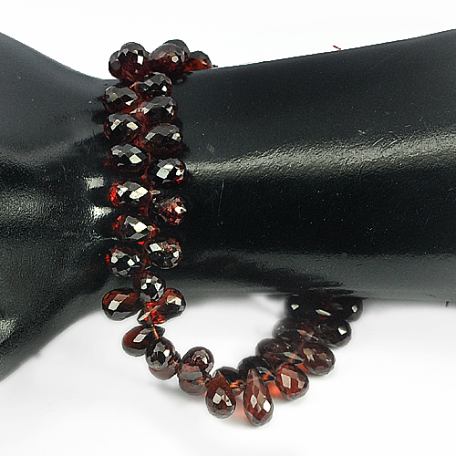 157.80 Ct. Briolette Shape Natural Red Garnet Beads Length 10 Inch 7 x 5.2 Mm.