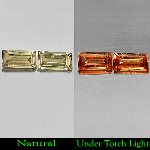 0.95 Ct. Matching Pair Natural Color Change Garnet Gemstones Baguette Shape