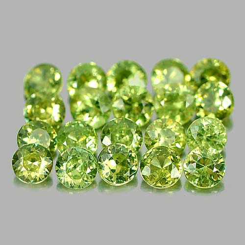 1.44 Ct. 20 Pcs. Round Diamond Cut 2.5 Mm Natural Gems Green Demantoid Garnet