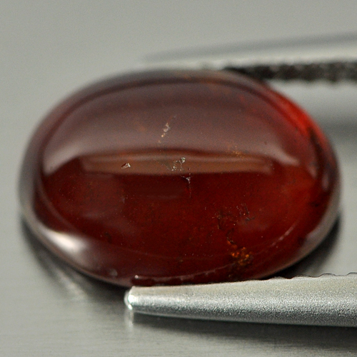 3.84 Ct. Unheated Oval Cab Orange Red Natural Hessonite Garnet From Nigeria