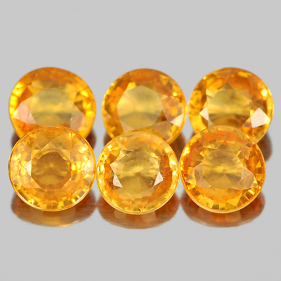 1.80 Ct. 6 Pcs. Round Shape Natural Gems Orange Spessartine Garnet Unheated