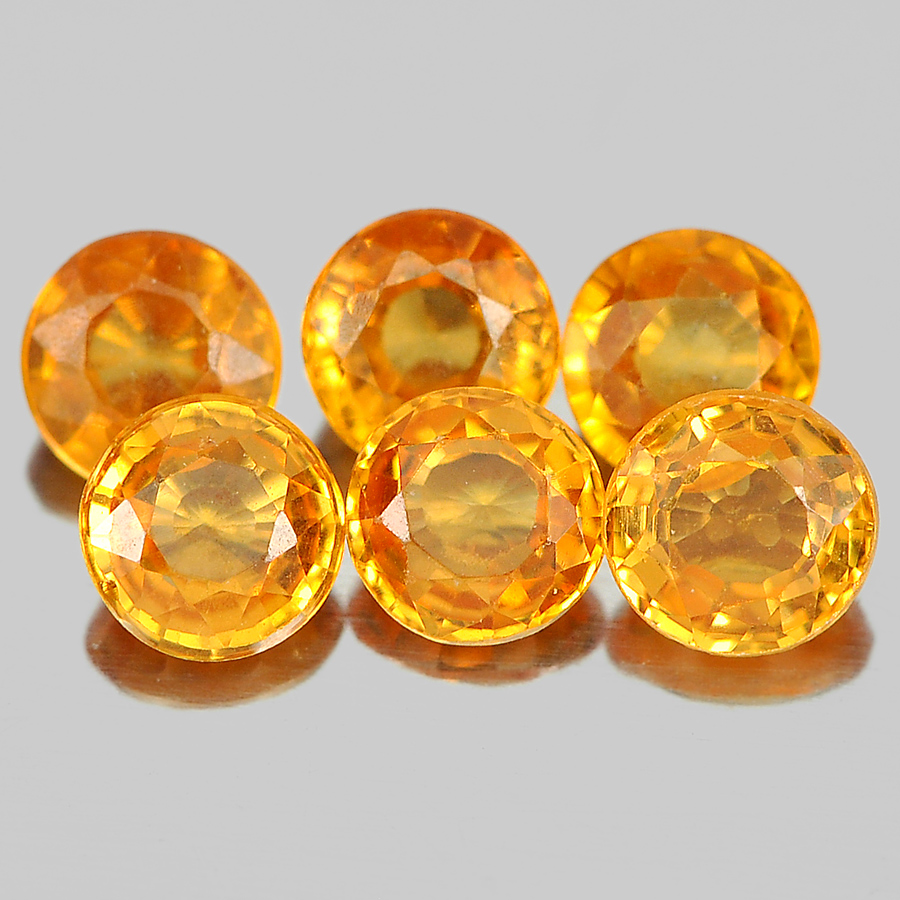 1.53 Ct. 6 Pcs. Round Shape Gemstones Natural Orange Spessartine Garnet Unheated