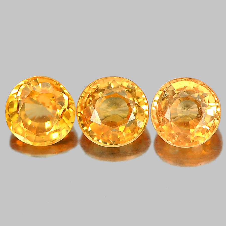 0.68 Ct. 3 Pcs. Nice Round Shape Gems Natural Orange Spessartine Garnet Unheated
