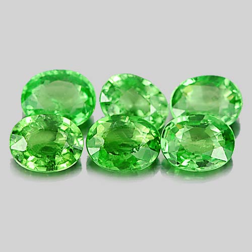 1.46 Ct. 6 Pcs. Natural Gems Green Tsavorite Garnet Oval Shape