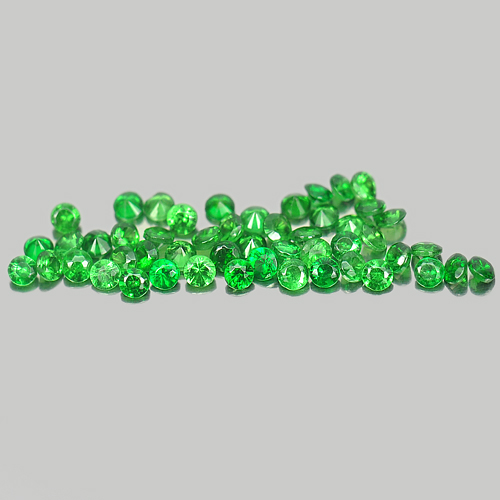 1.18 Ct. 50 Pcs. Natural Gems Round Diamond Cut Green Tsavorite Garnet