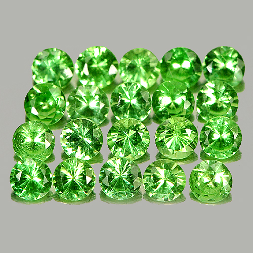 1.15 Ct. 20 Pcs. Unheated Round Diamond Cut Natrual Gems Green Tsavorite Garnet