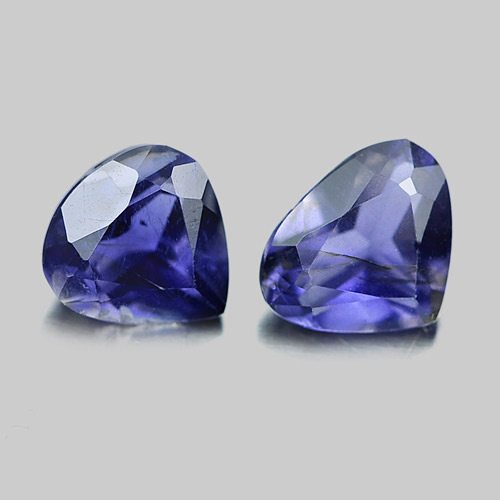 1.44 Ct. 2 Pcs. Pear Shape Natural Gems Violet Blue Iolite Unheated