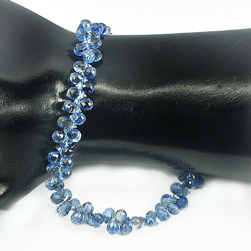 65.65 Ct. Natural Royal Blue Kyanite Beads Length 9 Inch 5.8 x 3.7 Mm.