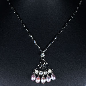 8.53 G. Striking Natural Pearl Nickel Necklace Unheated