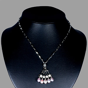 8.85 G. Pretty Natural Pearl Nickel Necklace Unheated