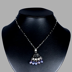 8.63 G. Pretty Natural Pearl Sterling Silver Necklace