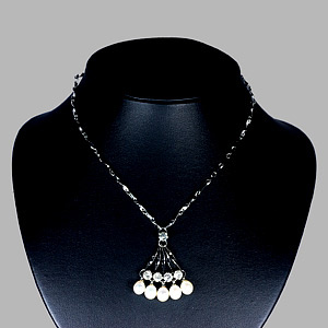 8.43 G.  Natural White Pearl Nickel Necklace Unheated