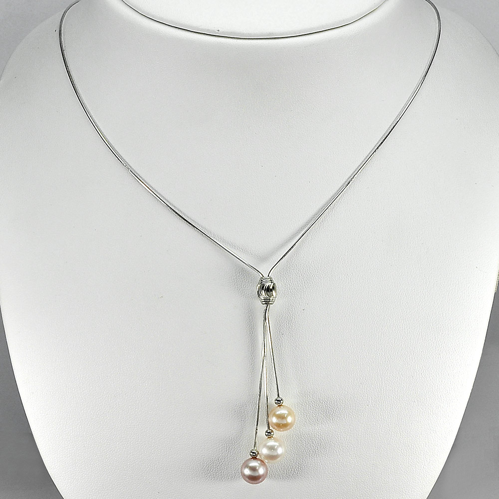 6.33 G. Elegant Natural Fancy Color Pearl Sterling Silver Necklace