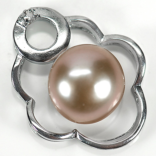 2.90 G. Alluring Natural Multi Color Pearl Rhodium Silver Plated Pendant
