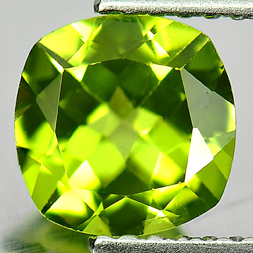 1.31 Ct. 7 Mm. Cushion Natural Gem Green Peridot Gemstone Nice Color