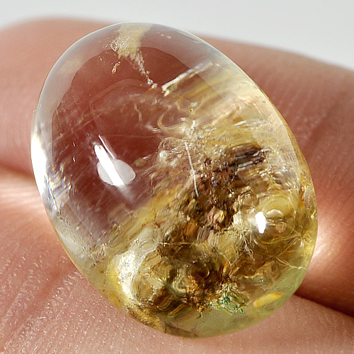 25.41 Ct. Oval Cabochon Natural White Brown Moss Quartz From Thailand