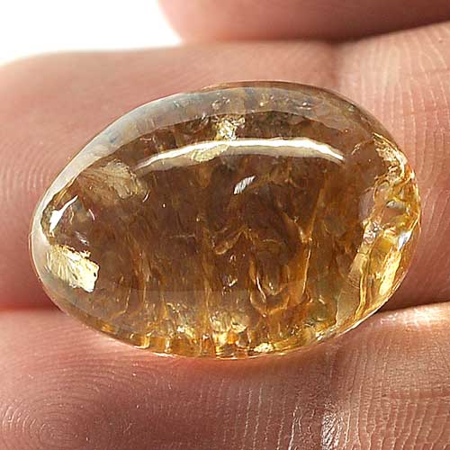 25.23 Ct. Natural White Gold Moss Quartz Oval Cabochon From Thailand
