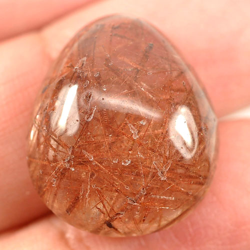 24.00 Ct. Fancy Cabochon Natural White Brown Rutilated Quartz Unheated
